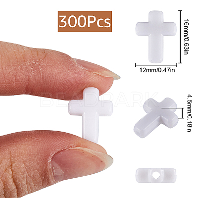300Pcs Opaque Acrylic Beads MACR-SC0001-16B-1