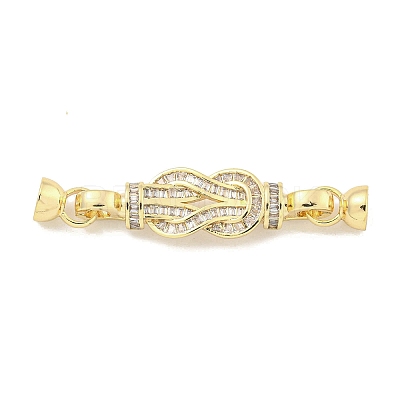 Brass Micro Pave Clear Cubic Zirconia Fold Over Clasps KK-S386-12G-1