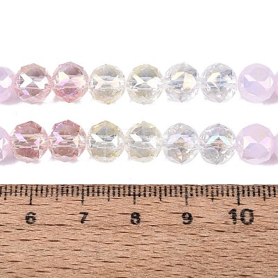 Electroplate Imitation Jade & Opaque & Transparent Glass Beads Strands EGLA-Q135-8MM-A01-1