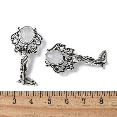 Angel Brass Natural Quartz Crystal Pendants KK-D361-02AS-18-1
