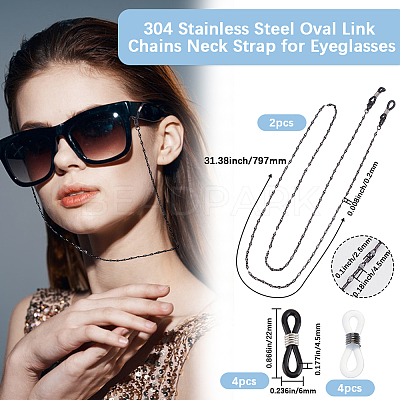 304 Stainless Steel Oval Link Chains Neck Eyeglass Chains FIND-BBC0003-91-1
