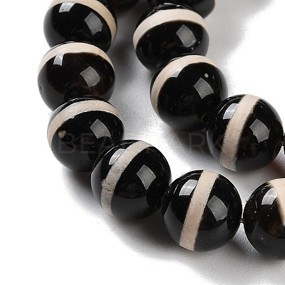 Natural Tibetan Striped Pattern dZi Agate Beads Strands G-B084-A04-01-1