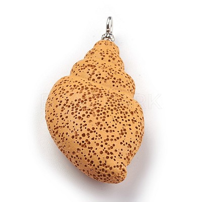 Synthetic Lava Rock Pendants G-P409-D04-1