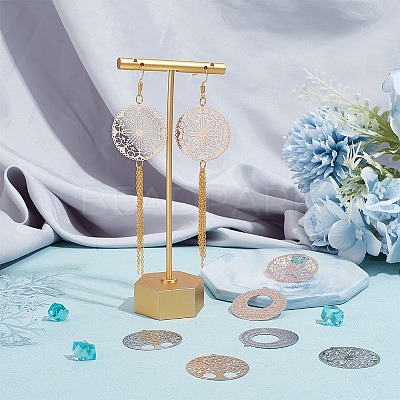 36Pcs 9 Style Rack Plating Brass Filigree Pendants KKC-BC0001-02-1
