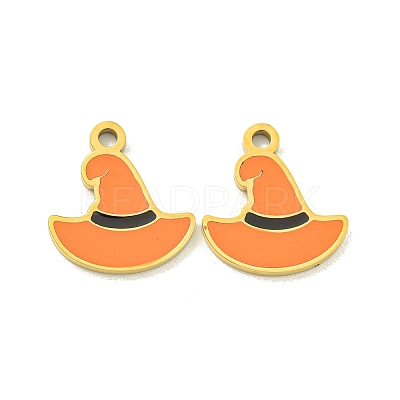Halloween Theme Ion Plating(IP) 304 Stainless Steel Enamel Pendants STAS-M011-01G-1