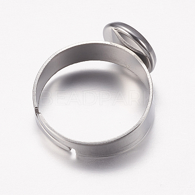 Tarnish Resistant Adjustable 304 Stainless Steel Finger Rings Components STAS-I097-037A-P-1