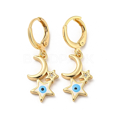 Golden Brass Dangle Leverback Earrings EJEW-A033-18G-04-1