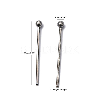 Tarnish Resistant 304 Stainless Steel Ball Head Pins X-STAS-M010-20mm-01-1