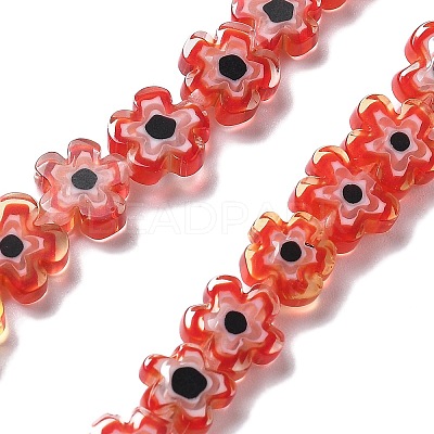 Handmade Millefiori Lampwork Beads Strands LAMP-F035-09-1