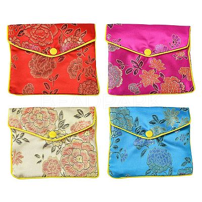 Rectangle Floral Embroidery Cloth Zipper Pouches ABAG-YW0001-03C-1