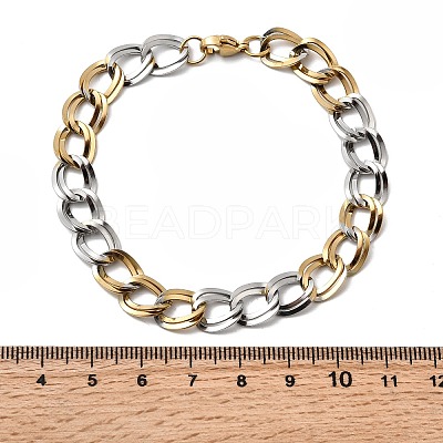 304 Stainless Steel Cuban Link Chain Bracelets for Women LS-BJEW-D377-01C-1