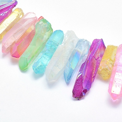 Electroplated Natural Quartz Crystal Beads Strands G-P368-04-1
