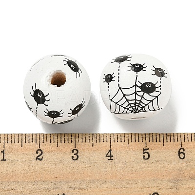 Printed Wood European Beads WOOD-G022-08B-11-1