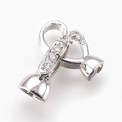 Brass Micro Pave Cubic Zirconia Fold Over Clasps KK-P164-08P-1