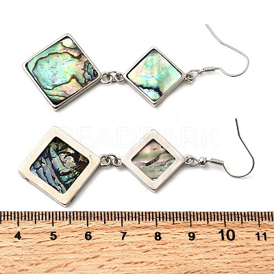 Brass Natural Abalone Shell Dangle Earrings EJEW-F388-01E-P-1
