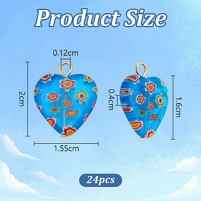 24Pcs Millefiori Glass Pendants PALLOY-PH01827-1