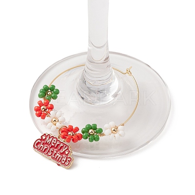 Christmas Theme Alloy Enamel Wine Glass Charms AJEW-JO00188-1