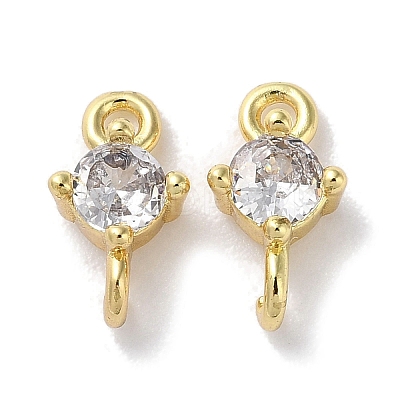 Rack Plating Brass Pave Clear Cubic Zirconia Connector Charms KK-Z039-39G-1