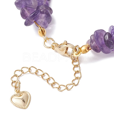 3Pcs Natural Fluorite & Sunstone & Amethyst Chip Beaded Bracelets for Women BJEW-JB12306-1