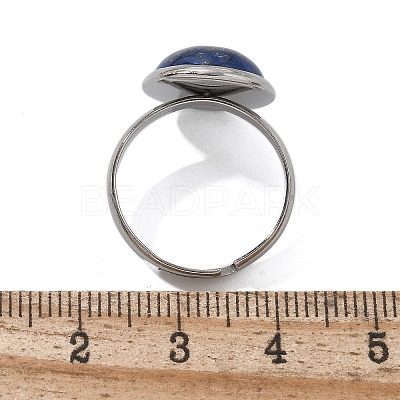 Half Round Natural Lapis Lazuli Finger Rings RJEW-M062-01P-04-1