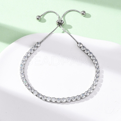 304 Stainless Steel with Clear Cubic Zirconia Link Chain Bracelets BJEW-G754-03P-03-1