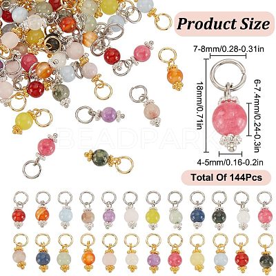 144Pcs 24 Styles Natural Mixed Gemstone Pendants PALLOY-GO00024-1
