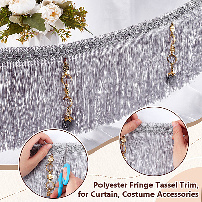 4M Polyester Fringe Tassel Trim DIY-OC0013-37E-1