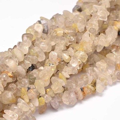 Chip Natural Gold Rutilated Quartz Bead Strands G-L454-01-1