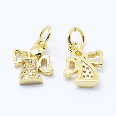 Brass Micro Pave Cubic Zirconia Charms KK-P133-03G-NR-1