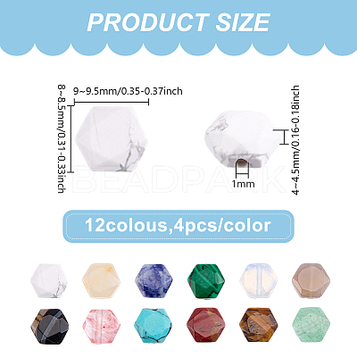 48Pcs 12 Styles Mixed Gemstone Beads G-DR0001-01-1