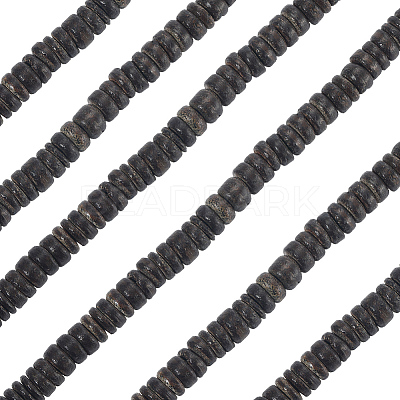 6 Strands Natural Coconut Shell Rondelle Bead Strands COCB-SC0001-02B-1