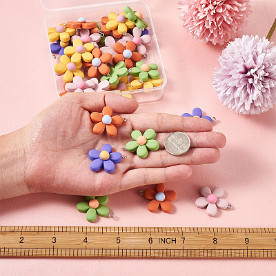 40Pcs 5 Colors Resin Pendants RESI-TA0001-40-1