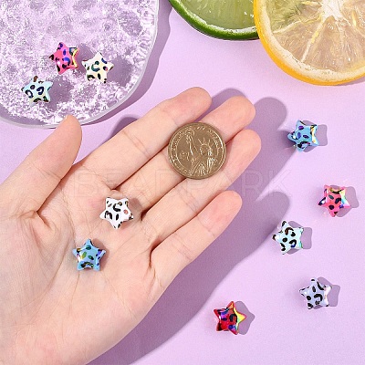 10Pcs UV Plating Opaque Rainbow Iridescent Acrylic Beads OACR-YW0005-03-1