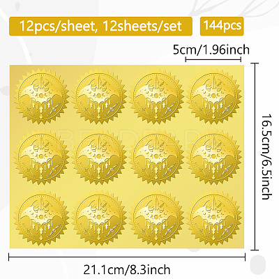12 Sheets PET Adhesive Wax Seal Stickers DIY-WH0451-042-1