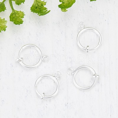 Brass Clip-on Hoop Earring Findings X-KK-P102-01S-1