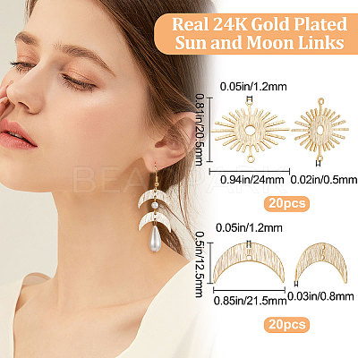 40Pcs 2 Styles Brass Connector Charms KK-BBC0005-50-1