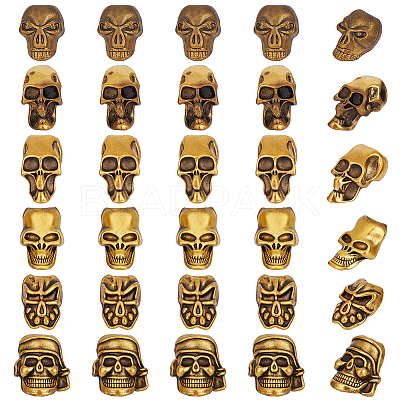 30Pcs 6 Styles Tibetan Style Alloy European Beads MPDL-PH0001-18AG-1