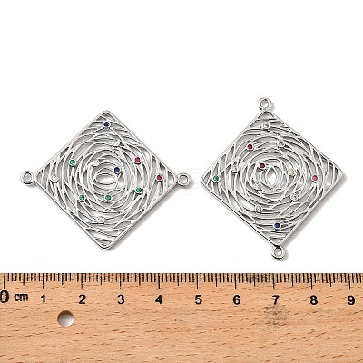 Brass Micro Pave Colorful Cubic Zirconia Hollow Connector Charms KK-K351-58A-P-1