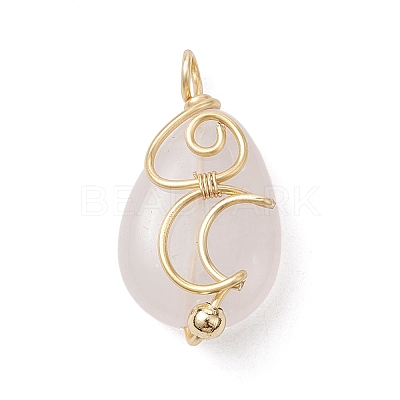 Natural Mixed Gemstone Copper Wire Wrapped Pendants PALLOY-JF02598-1