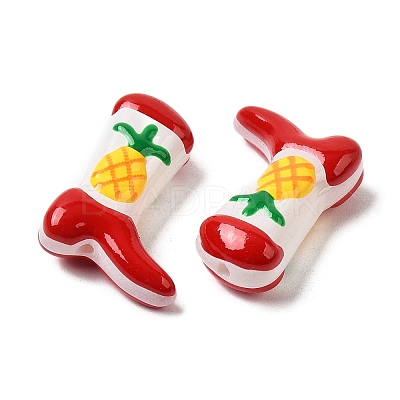 Boot Baking Paint Glass Enamel Beads LAMP-C020-02Q-1