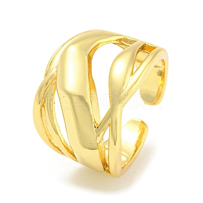 Rack Plating Brass Hollow Open Cuff Rings RJEW-Q784-01G-1