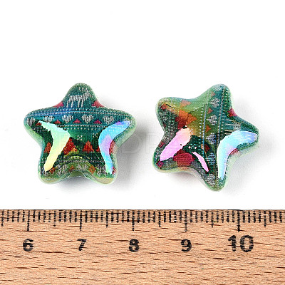Christmas UV Plating Printed Opaque Acrylic Beads MACR-N018-06C-1