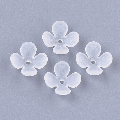 4-Petal Transparent Acrylic Bead Caps FACR-T001-09-1