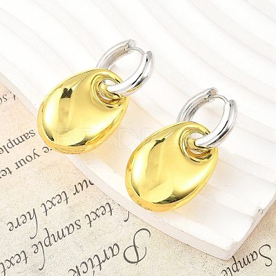 Oval Brass Hoop Earrings for Women EJEW-U057-06A-01G-1