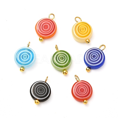Millefiori Glass Pendants PALLOY-JF00970-50A-1