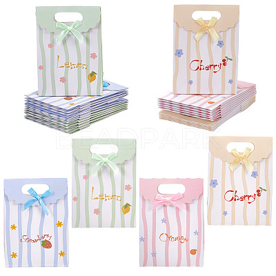 24Pcs 4 Colors Flower Print Paper Gift Tote Bags with Ribbon Bowknot Design ABAG-GO0001-03B-1