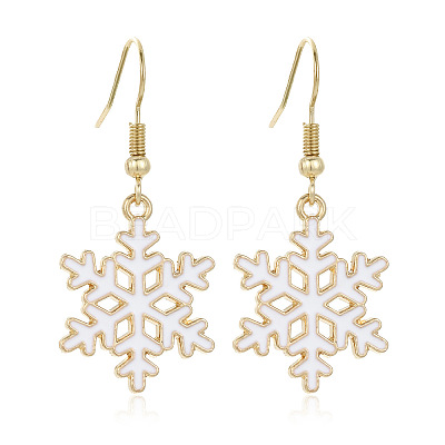 Snowflake Alloy Enamel Dangle Earrings FS-WGD9918-01-1