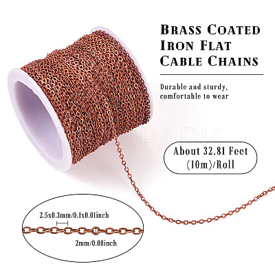 Brass Coated Iron Flat Cable Chains CH-TAC0007-02R-1