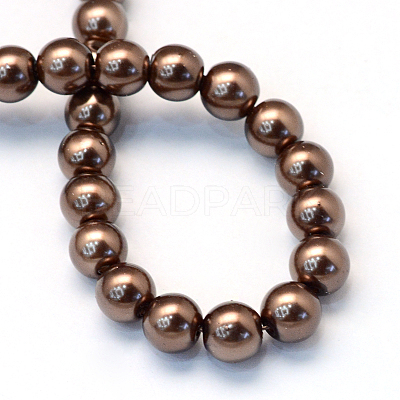 Baking Paint Pearlized Glass Pearl Round Bead Strands HY-Q003-10mm-52-1