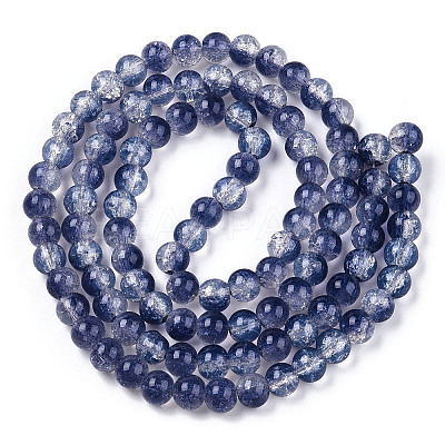 Transparent Crackle Baking Paint Glass Beads Strands X-DGLA-T003-01C-02-1